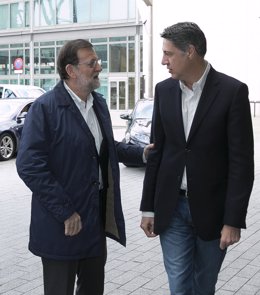 Mariano Rajoy y Xavier Albiol participan en una reunión del PP catalán