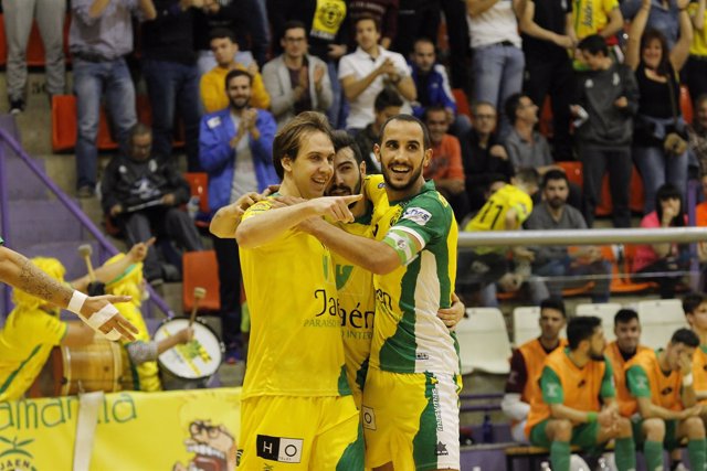 El Jaén Paraíso Interior celebra un gol en Liga