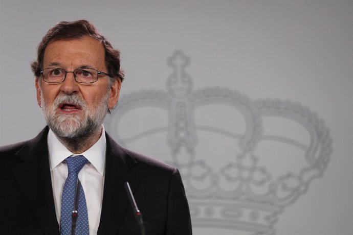 Mariano Rajoy da una rueda de prensa en la Moncloa