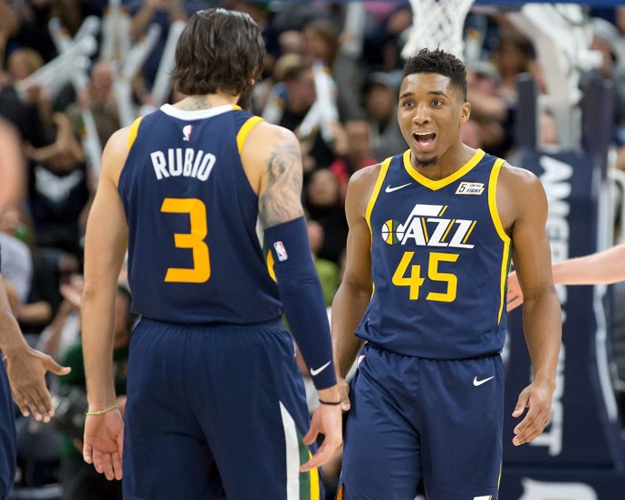 Ricky Rubio Donovan Mitchell Utah Jazz