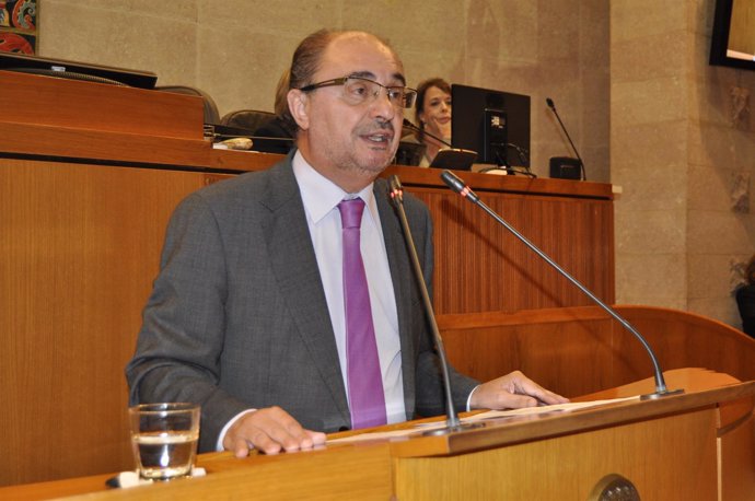 El presidente de Aragón, Javier Lambán, ha comparecido hoy en las Cortes