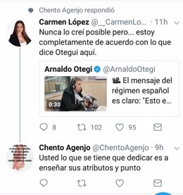 Conversación en Twitter entre ambos concejales.