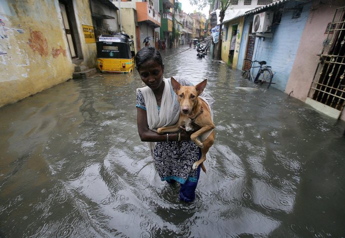 Lluvias monzónicas en Chennai (India)