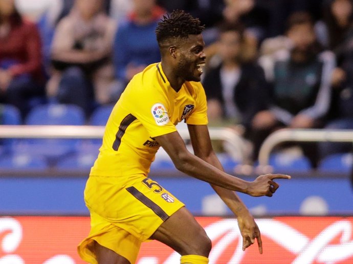 Thomas Partey celebra un gol del Atlético de Madrid