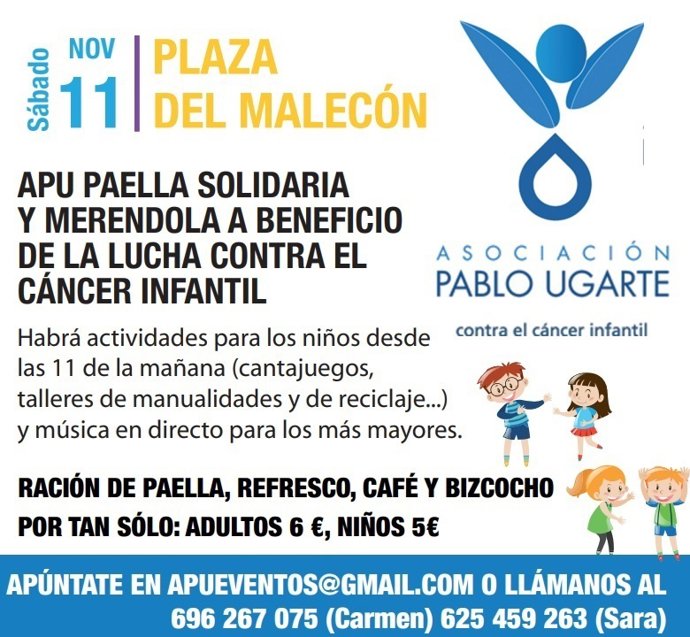 La Asociación Pablo Ugarte organiza una paella solidaria y una merendola