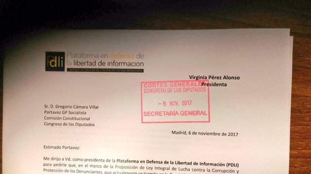 Escrito registrado por la PDLI en el Congreso