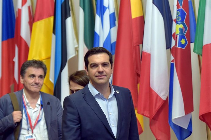 Alexis Tsipras y Euclid Tsakalotos en Bruselas