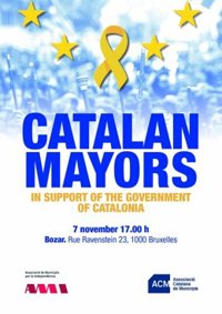 Más de 200 alcaldes celebran este martes en Bruselas el acto 'En apoyo al Govern de Catalunya'