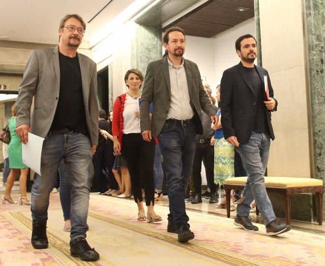 Pablo Iglesias, Xavier Domenech y Alberto Garzón