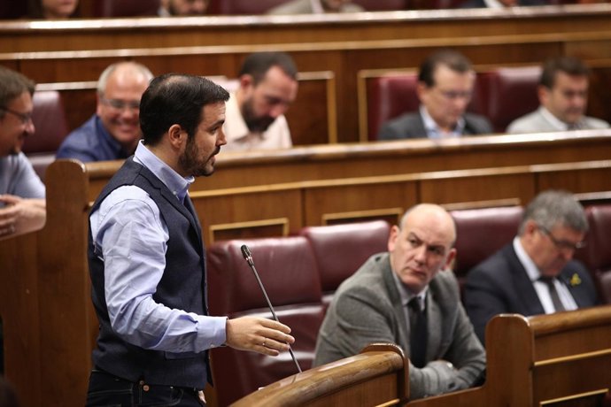 Alberto Garzón en la sesión de control al Gobierno en el Congreso