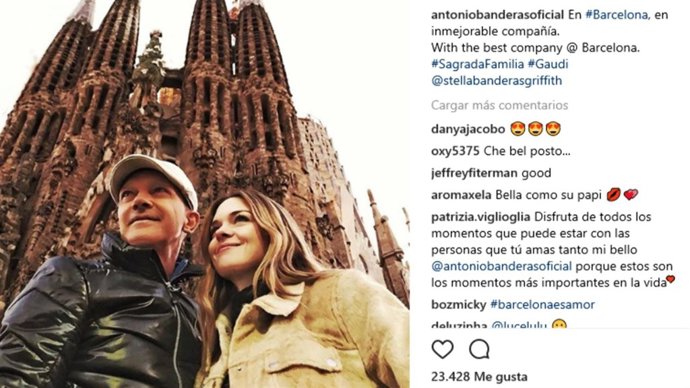 Banderas, de viaje con su hija en Barcelona