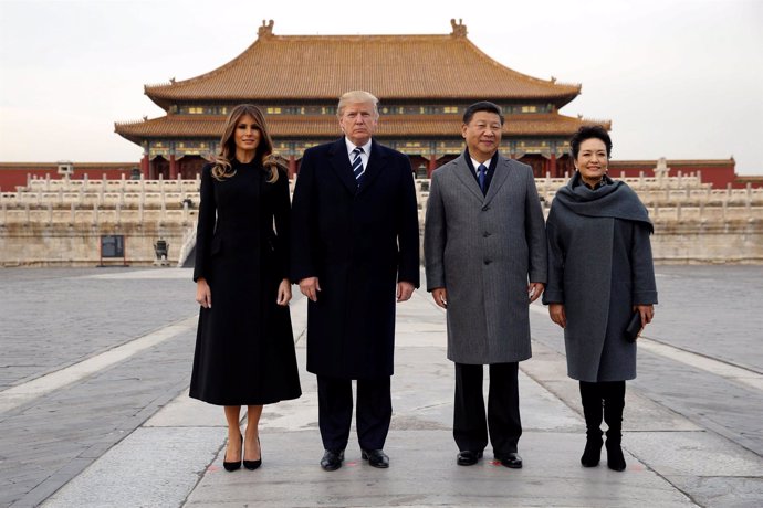 Donald Trump y Xi Jinping junto a sus esposas en la Ciudad Prohibida