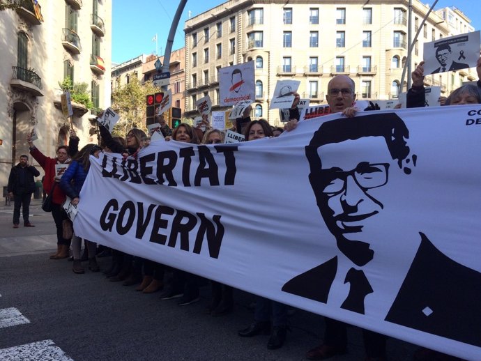 Protesta de trabajadores de la Generalitat por el encarcelamiento del Govern