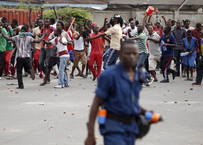 Protestantes en Burundi contra el Gobierno y su presidente Nkurunziza. 