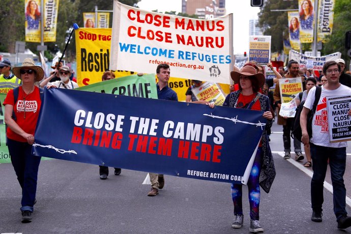 Manifestación contra los centros de detención para inmigrantes de Australia