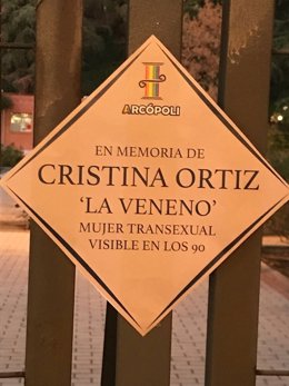 Placa en homenaje a Cristina Ortiz, La Veneno