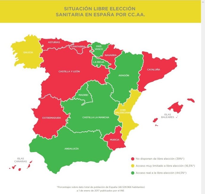 Mapa acceso a la libre elección sanitaria