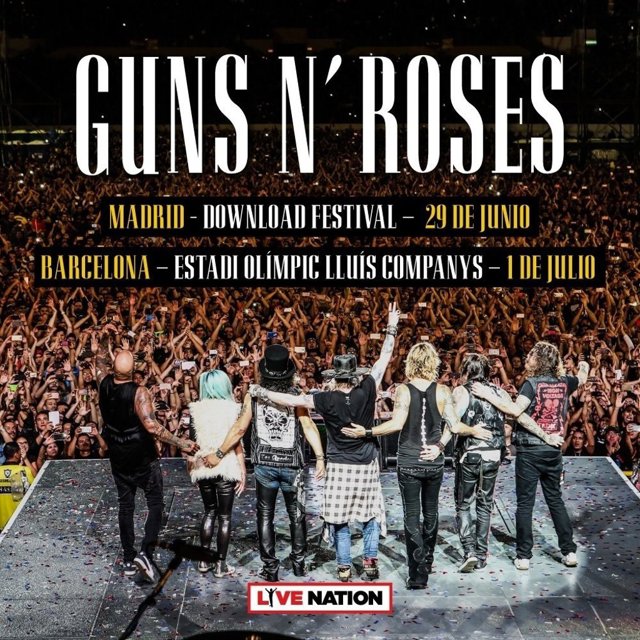 Cartel de los conciertos de Guns N'Roses en Madrid y Barcelona en 2018