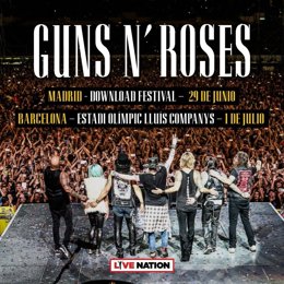 Cartell dels concerts de Guns N'Roses a Madrid i Barcelona en 2018