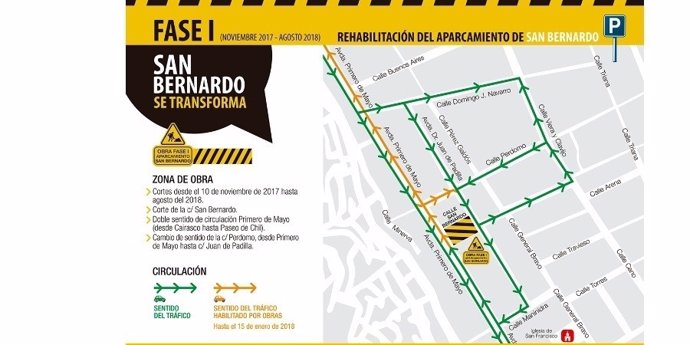 Primera fase de las obras del aparcamiento de San Bernardo