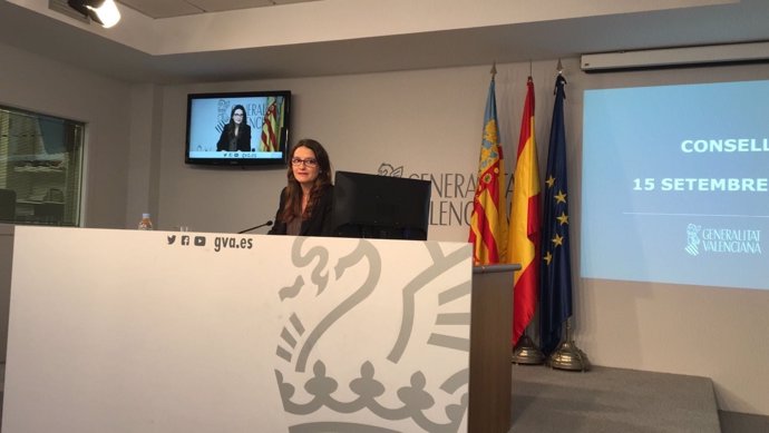 Oltra en la rueda de prensa del pleno del Consell