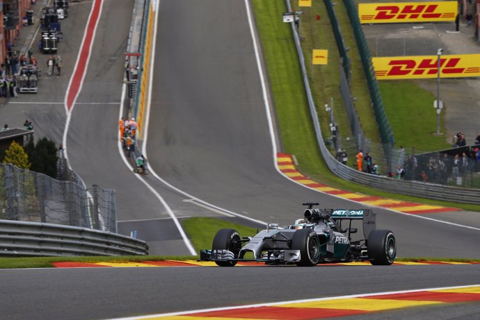 El piloto de Formula 1 de Mercedes Lewis Hamilton en Spa Francorchamps