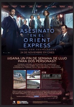 El cartel de la película con la promoción de Destino Canfranc Estación