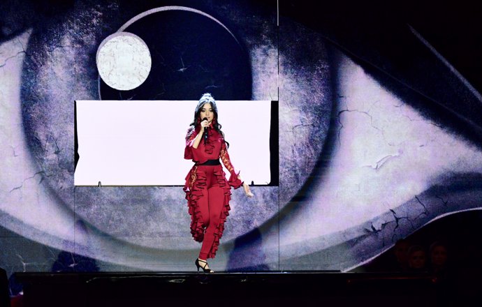 Camilla Cabello performs on stage during the MTV Europe Music Awards 2017 held a