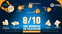 Siete de cada diez españoles que ven deporte por TV prefieren el fútbol