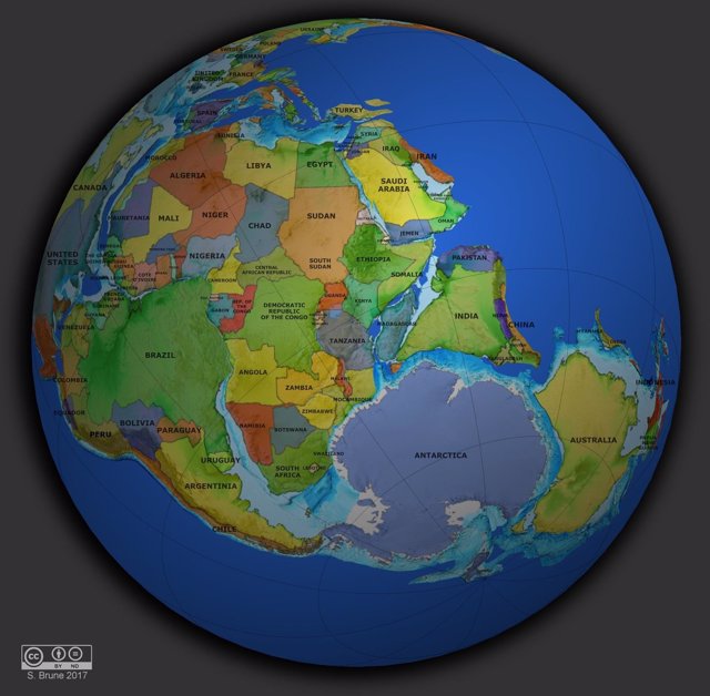 Distribución continental hace 180 millones de años