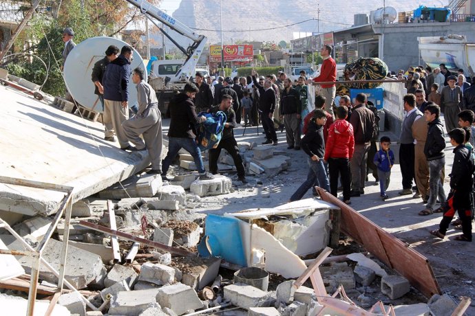 Edificio afectado por el terremoto en Irak