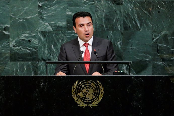 El primer ministro de Macedonia, Zoran Zaev, en las Naciones Unidas (ARCHIVO)