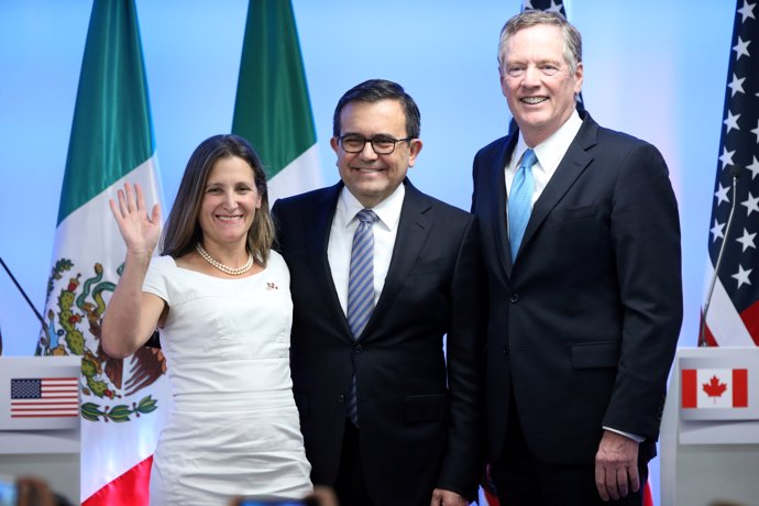 Canadian Foreign Minister Chrystia Freeland, Mexico's Economy Minister Ildefonso
