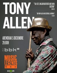 El ciclo Music Legends de la Sala BBK contará en diciembre con Tony Allen Band