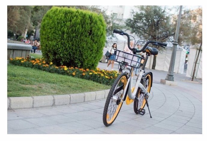 Una bicicelta de la empresa de alquiler Obike