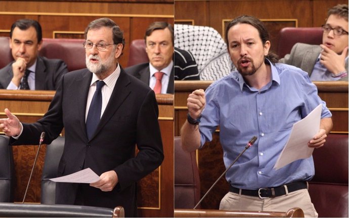 Rajoy i Pablo Iglesias en la sessió de control al Govern central