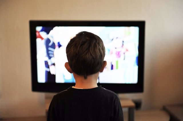 Un niño delante del televisor