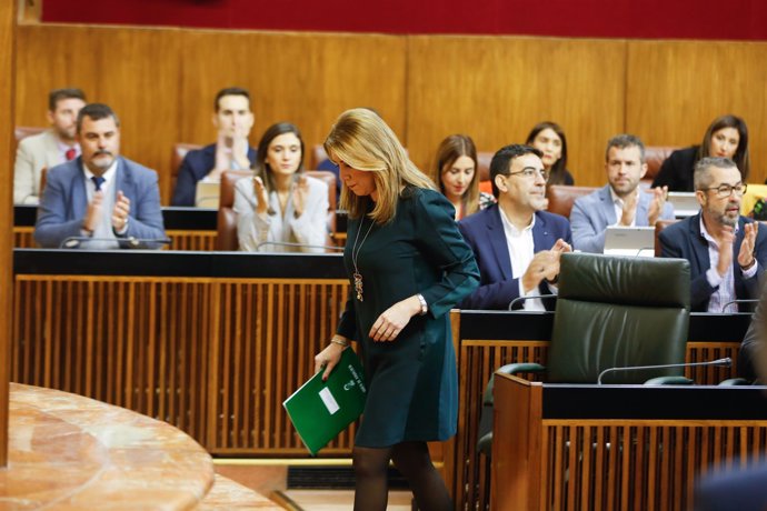 La presidenta de la Junta, Susana Díaz, en el Pleno del Parlamento