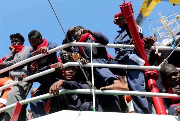 Migranes rescatados en el Mediterráneo