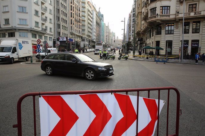 Cortes de tráfico en Gran Vía en Madrid por Navidad