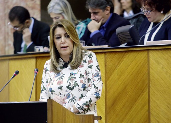 Susana Díaz, hoy durante su intervención en el debate