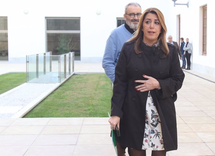 Susana Díaz, hoy a su llegada al salón de plenos