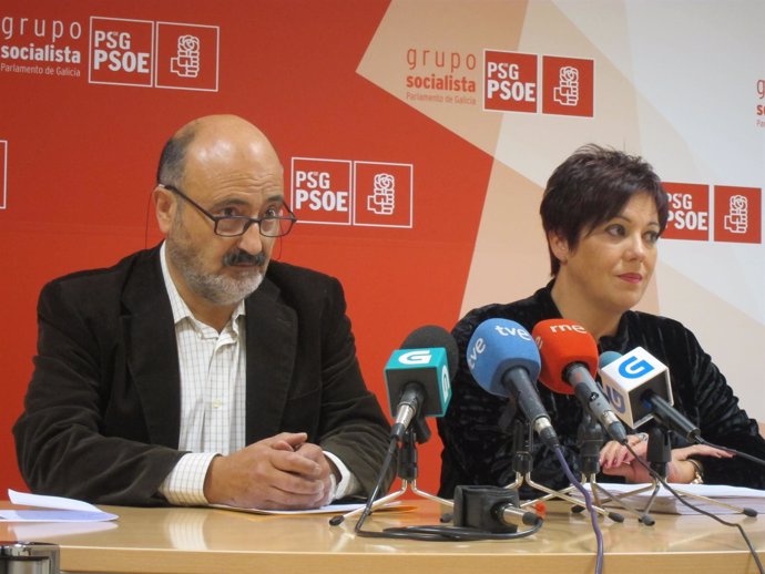 Quiroga y Rodríguez Rumbo (PSdeG) en rueda de prensa   