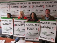 Sindicatos extremeños y portugueses se unen para mostrar su apoyo a la concentración del 18N por un tren digno en Madrid
