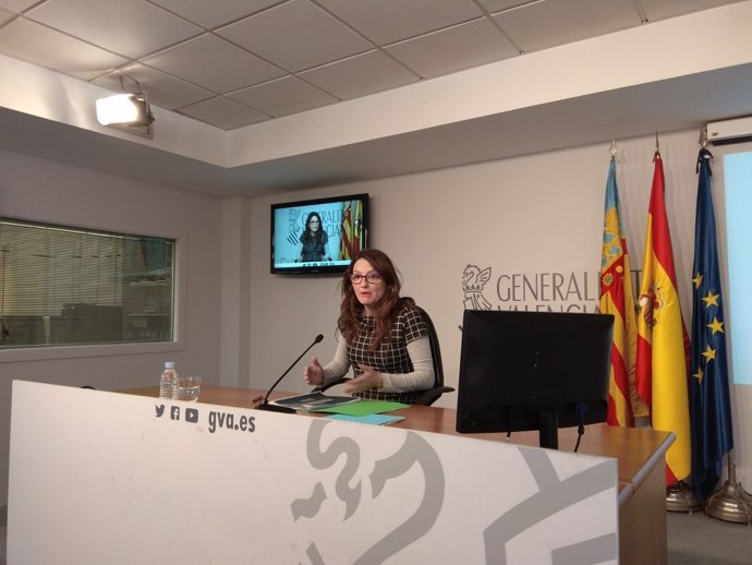 Mónica Oltra en la rueda de prensa posterior al pleno del Consell