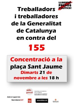 Cartell de la convocatòria de la concentració contra el 155.