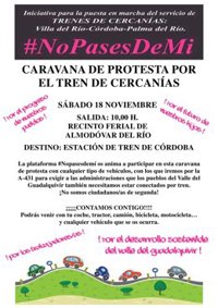 #Nopasesdemí organiza este sábado una caravana para exigir el Cercanías entre Palma y Villa del Río