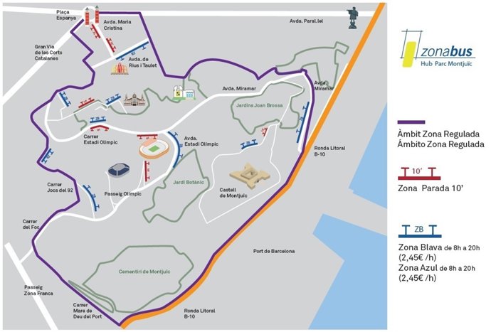Mapa Zona Bus Hub Montjuïc