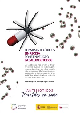 Portada del folleto informativo de la campaña sobre uso de antibióticos.