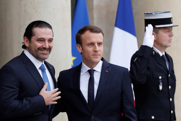 Macron y Hariri a L'Elisi